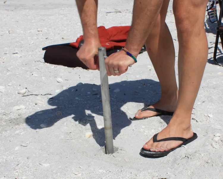 Beach Umbrella Anchoring System How To Install - Repeat…push down